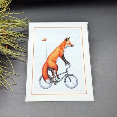 Affiche de renard à bicyclette, Amelie Legault